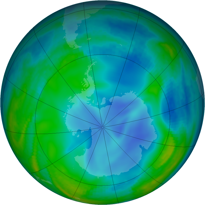 Antarctic ozone map for 09 June 2000